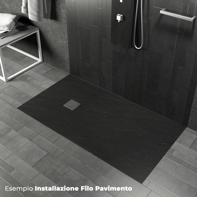Piatto Doccia in Pietra 90x200 cm Pedrinelli Ardesia Stone Side Antracite