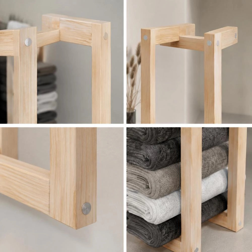 Towel Holder 23x18x110 Cm Solid Pine Wood