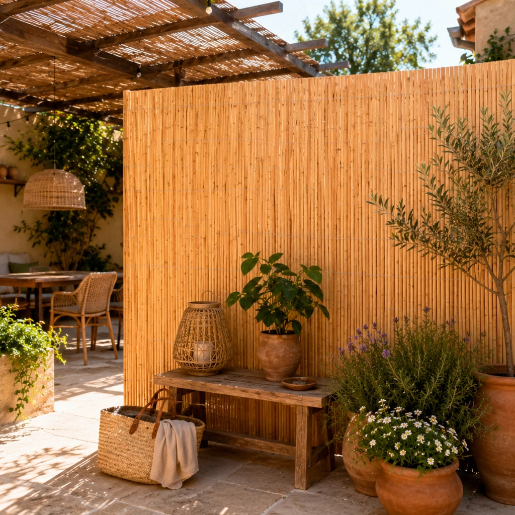 Arella In Bamboo Naturale A Canna Spaccata Per Recinto Privacy E Frangivista Da Giardino Balcone Terrazza Con Filo Metallico 1 x 3 Metri