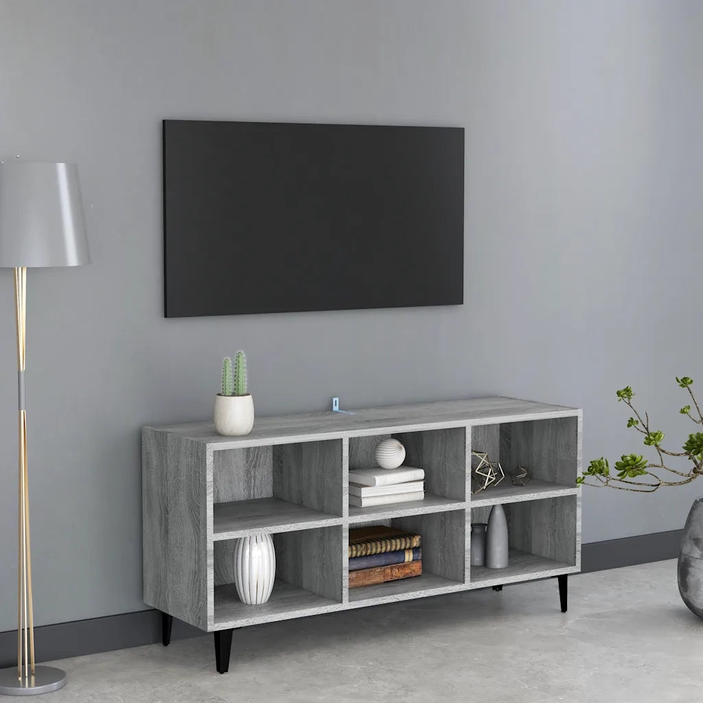 Mobile TV | Armadietto TV | Mobile Porta TV con Gambe in Metallo Grigio Sonoma 103,5x30x50 cm