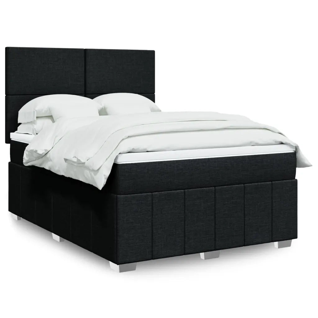 Giroletto a Molle con Materasso Nero 140x200 cm in Tessuto