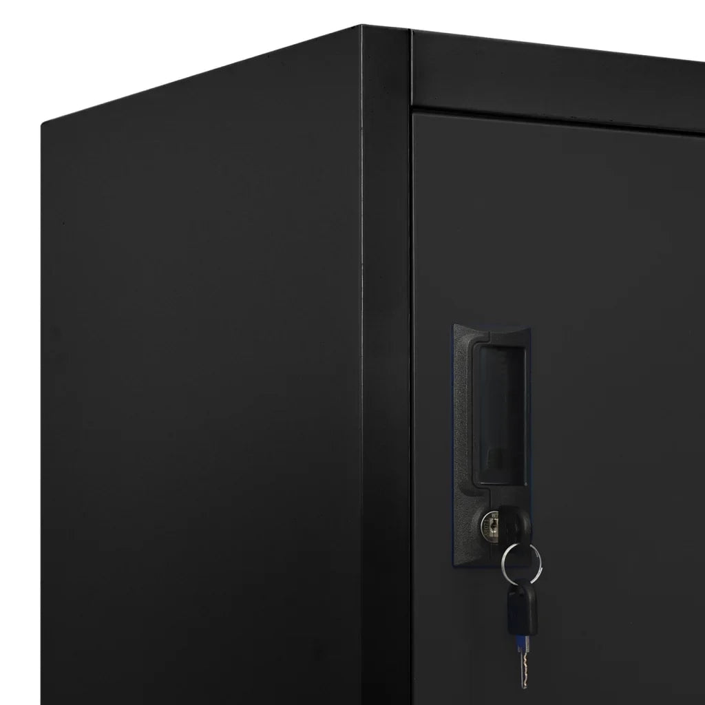Armadio a schedario moderno design ufficio 90 x 45 x 180 cm 9 ante chiudibili in acciaio nero 02_0047018