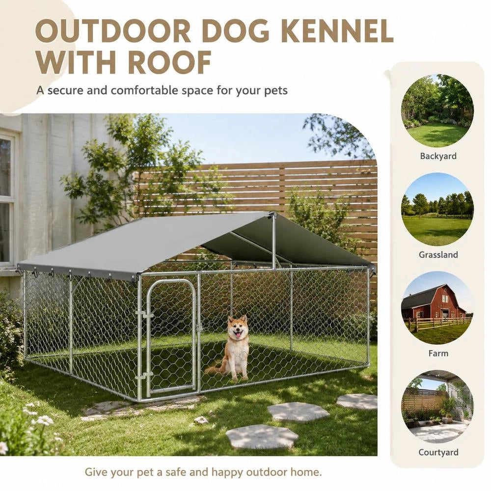 Outdoor Dog Kennel With Roof 300x300x150 Cm