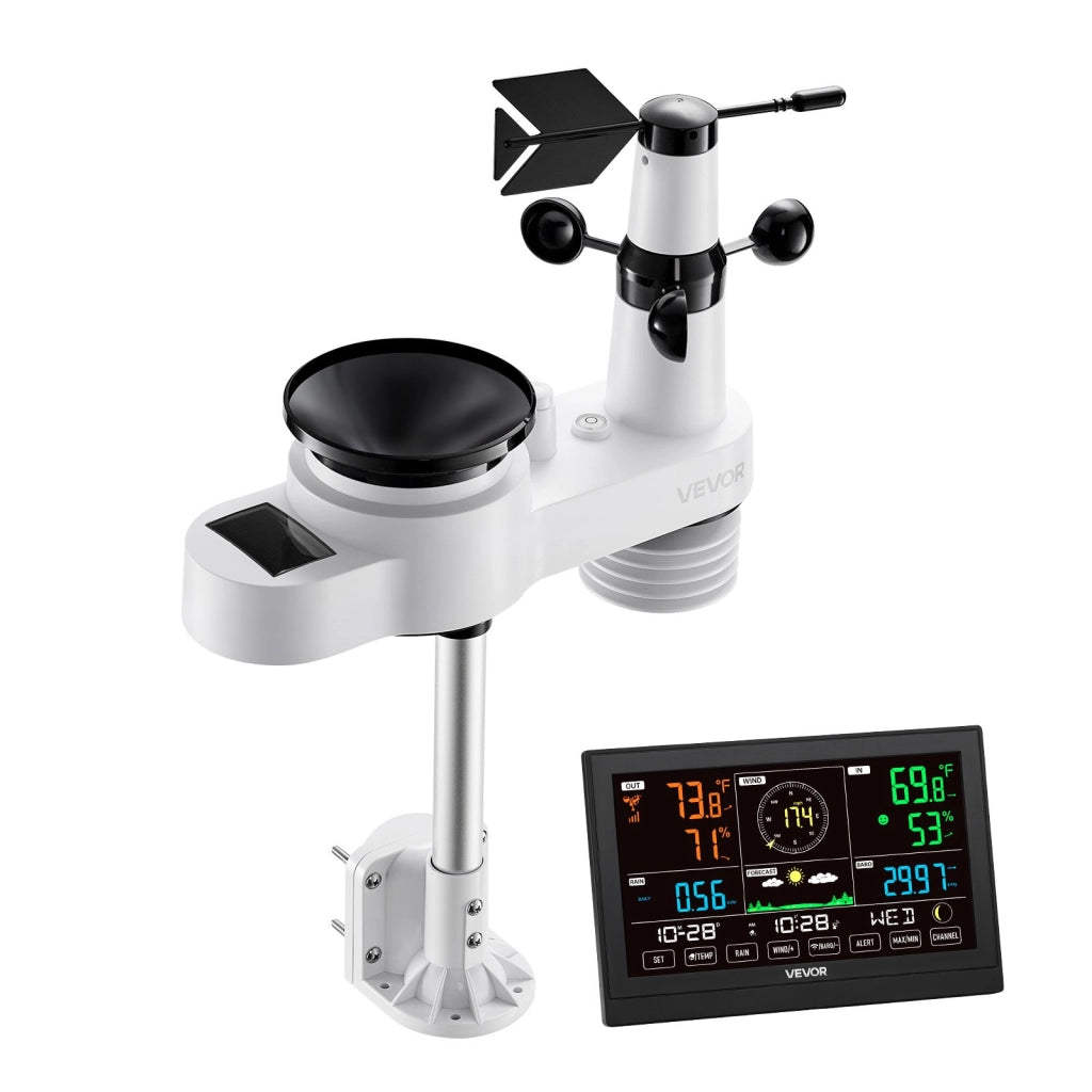 Stazione meteorologica wireless per casa e giardino YT60310, display VA da 190,5 mm, sensore solare 5 in 1 IPX6, raggio 150 m