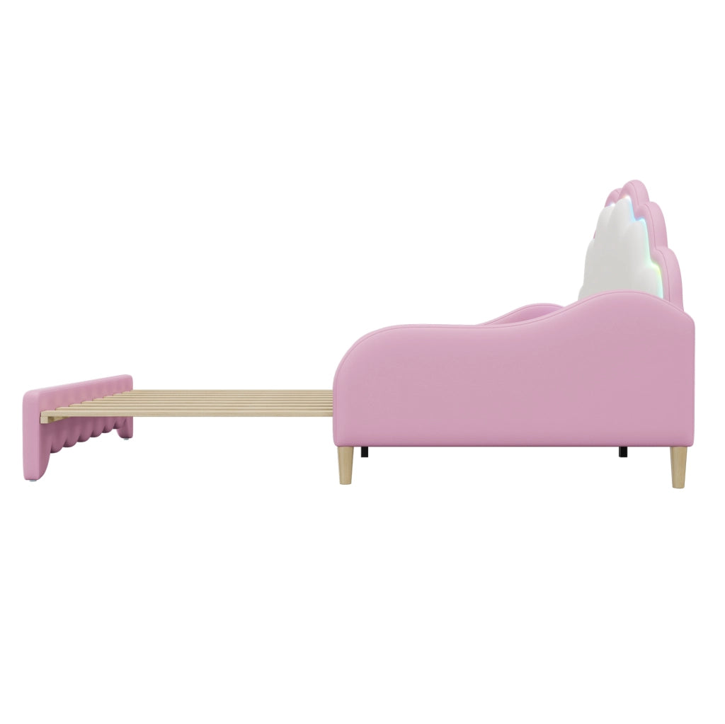 Letto multifunzione 140x200 cm con LED e struttura salvaspazio