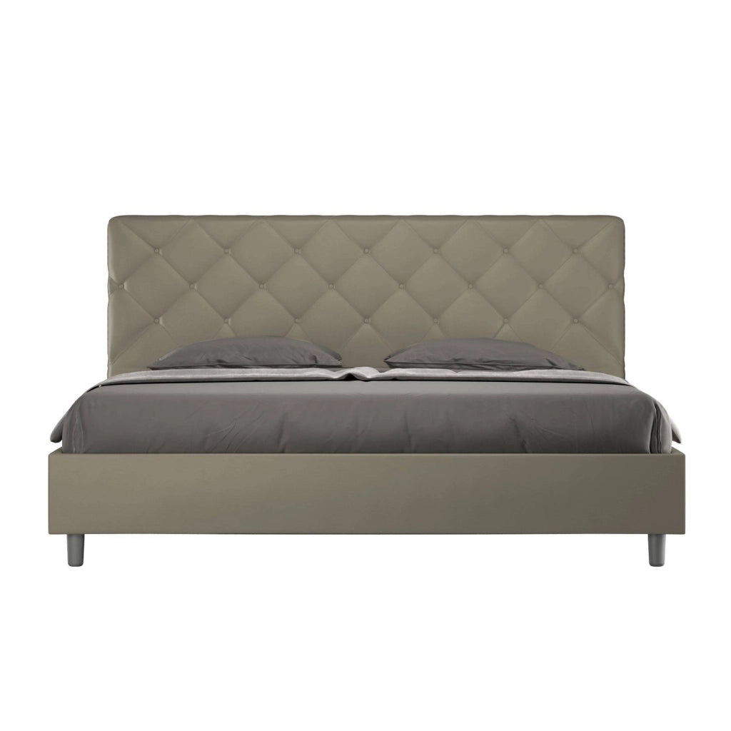Letto matrimoniale king size senza rete imbottito 190x200 similpelle cappuccino Priya