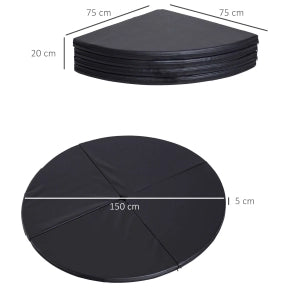 TAPPETO per Pole Dance pieghevole Ø 150 cm, plastica nera