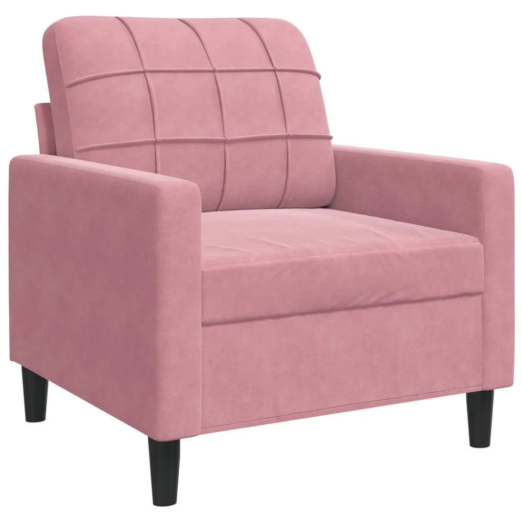 Set di Divani 4 pz con Cuscini e Rinforzi rosa in Velluto