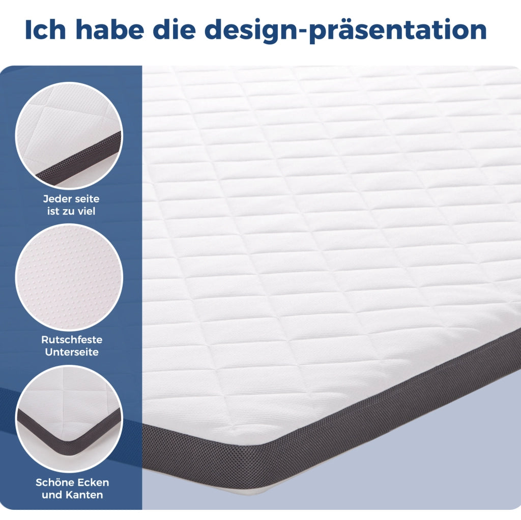 Materasso in schiuma H3 a 7 zone con moduli ergonomici; bianco e grigio