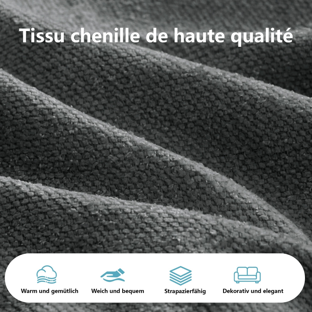 Divano 4 Posti in Tessuto Chenille con Cuscini ¨C MINIMAL ¨C Grigio