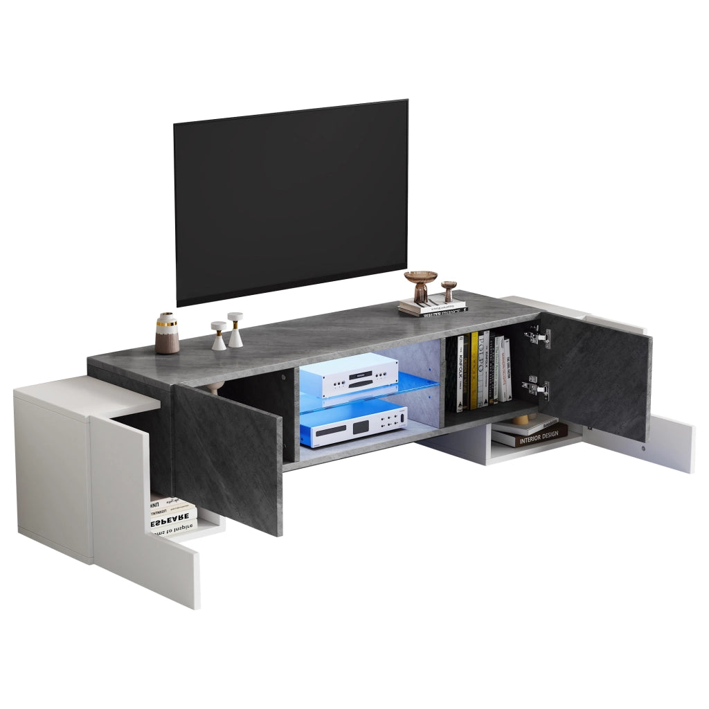 Mobile TV- bianco/grigio- LED Bluetooth- 180x40x46.5 cm- per TV 60-70"