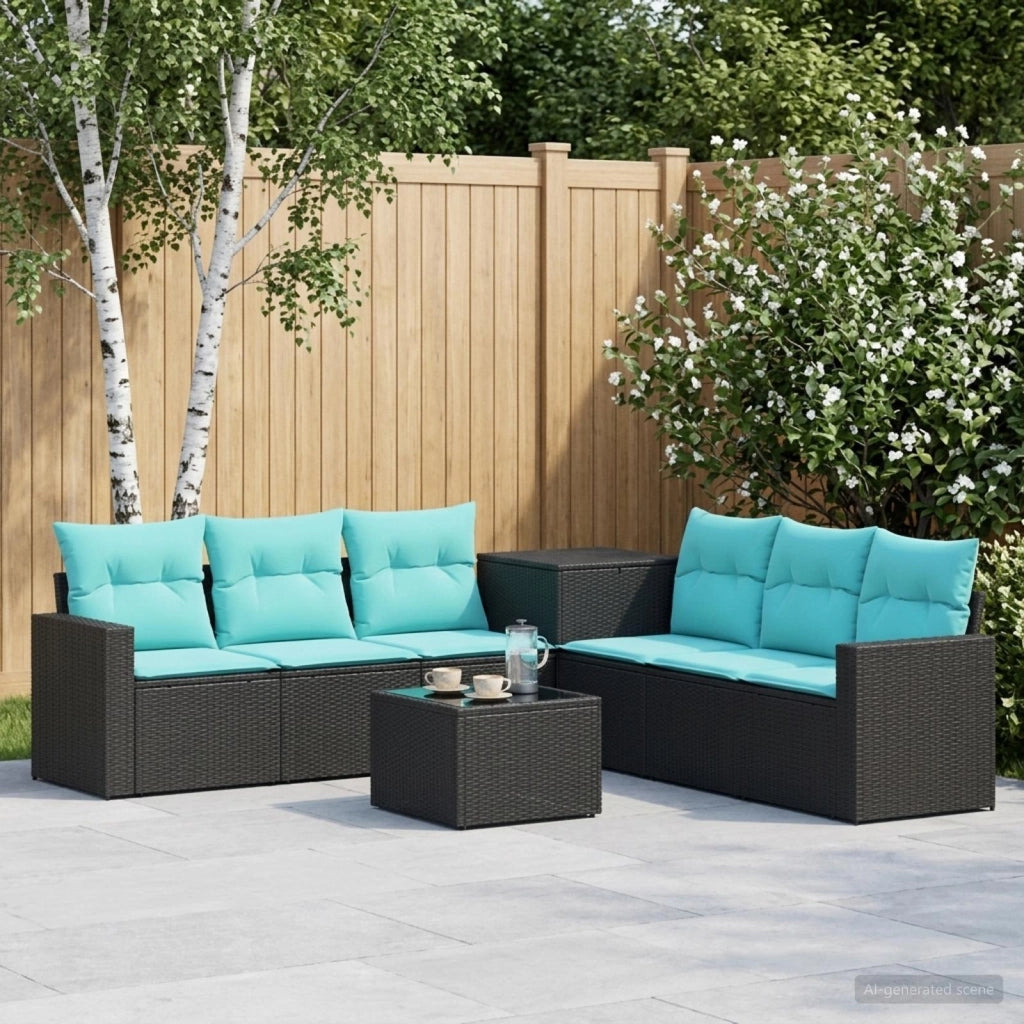 Set di divani 8 pz Nero e Blu 55 x 55 x 37 cm 3448316