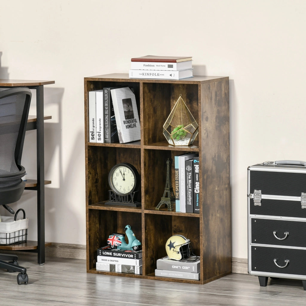 Libreria a 3 Livelli con 6 Cubi ¨C Xylo ¨C Legno Marrone Rustico 65,5x30x97,5 cm