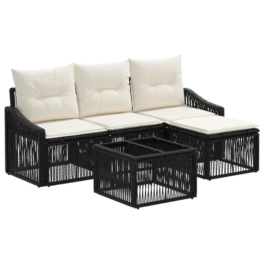 Set Divano da Giardino 5 pz Nero polyrattan 3435988