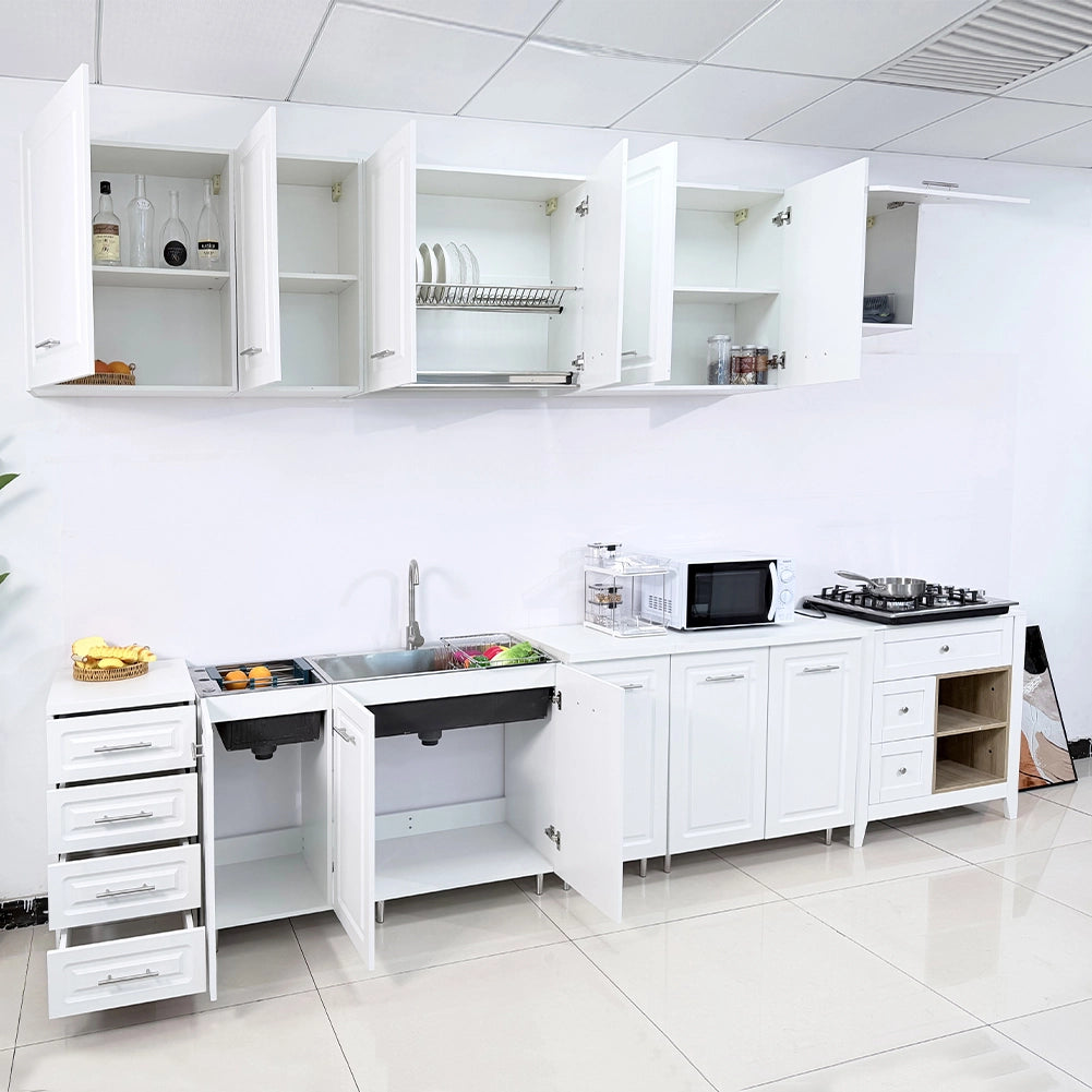 Cassettiera per Cucina Mobile Design Boiserie 4 Cassetti in Legno Colore Bianco