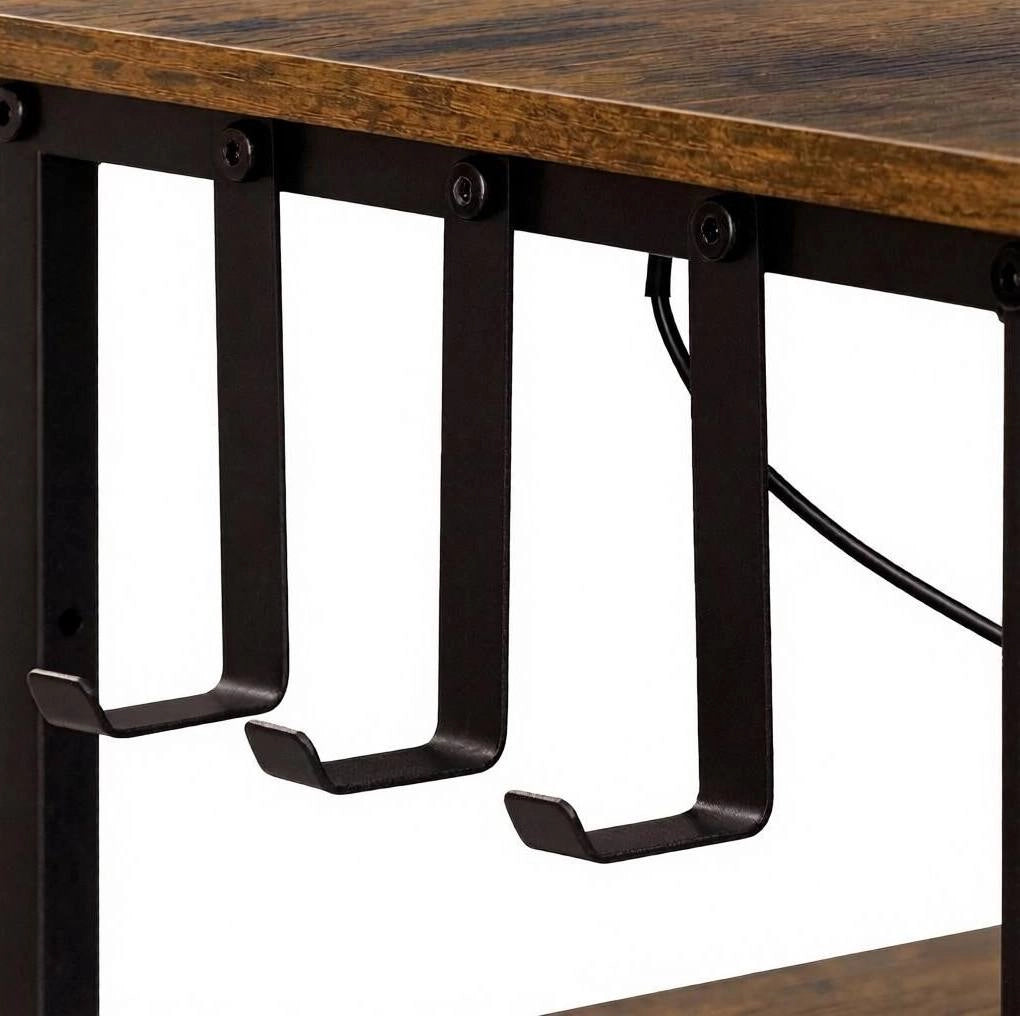 Comò con 9 cassetti e 2 ripiani in legno E1 e metallo 110x85x30 cm, colore marrone rustico e nero