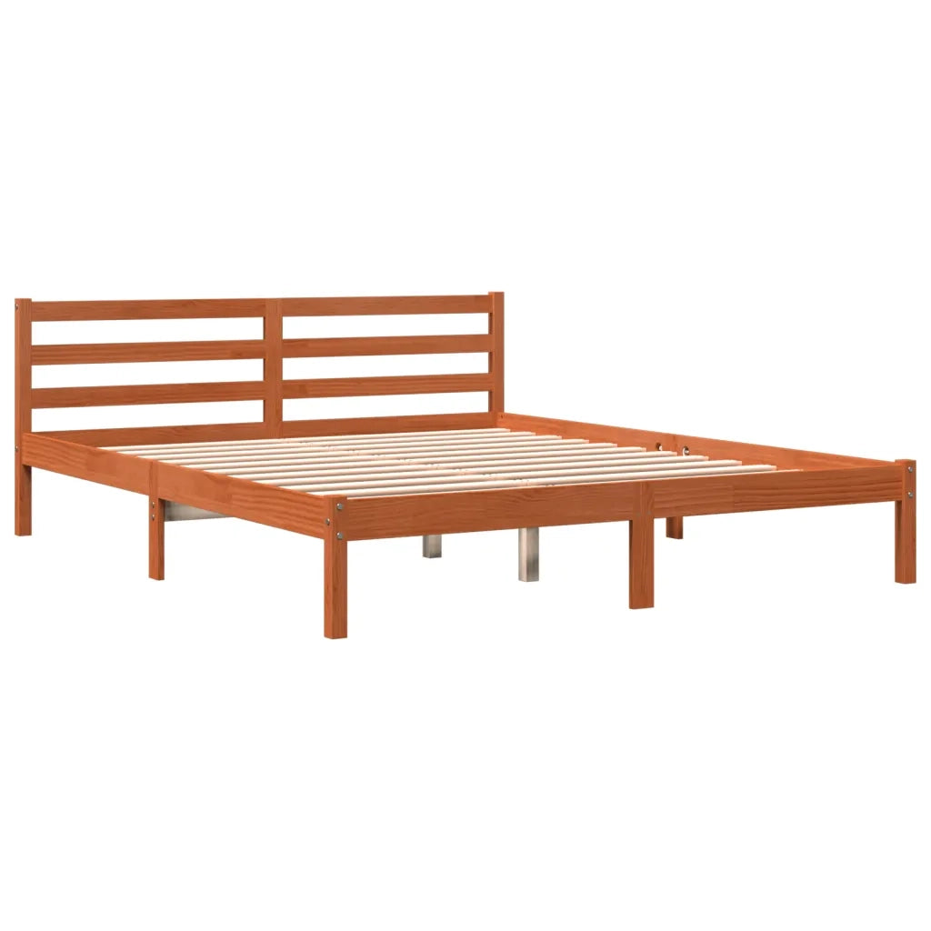 Letto senza Materasso-Struttura Letto Marrone Cera 200x200 cm in Legno di Pino 367415