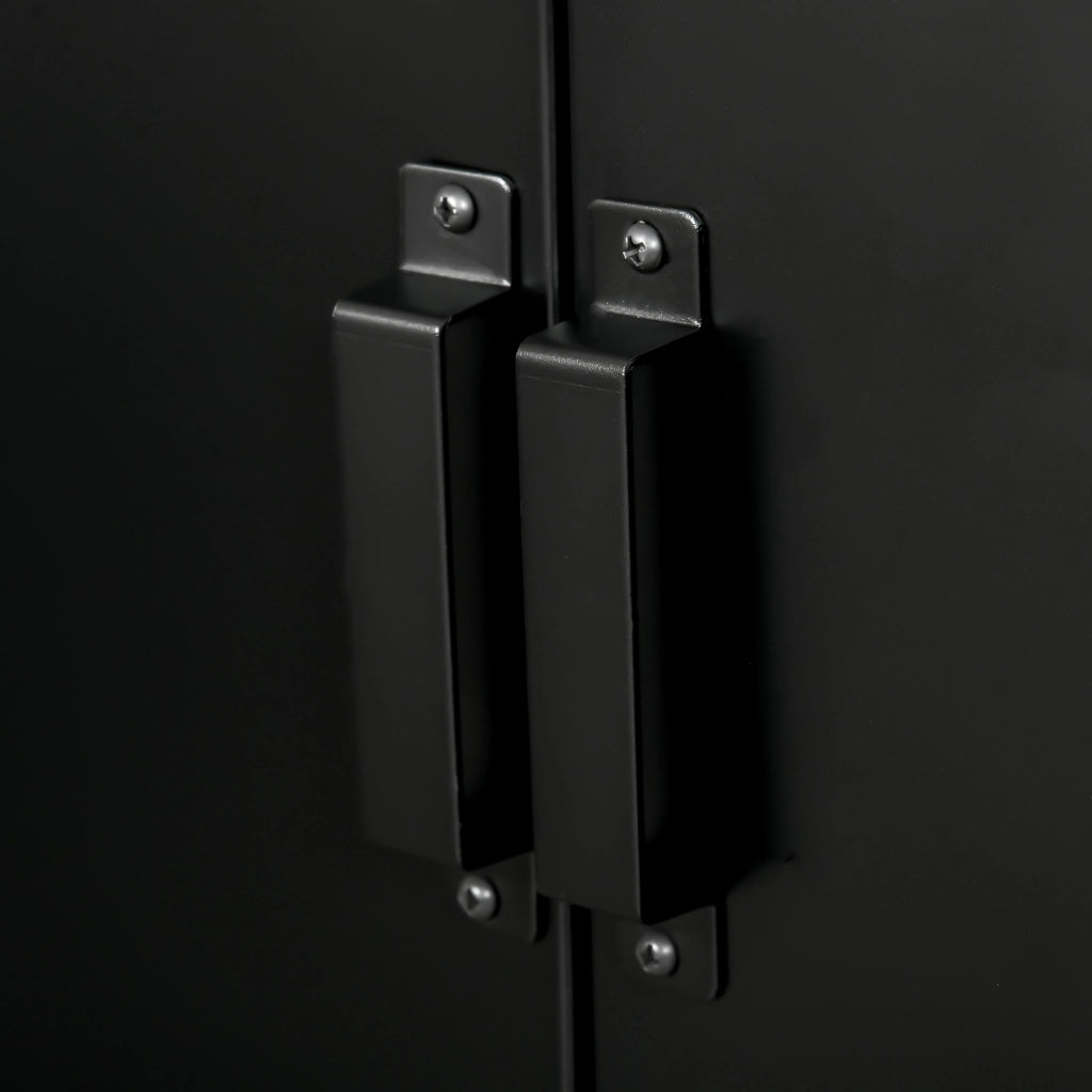 Credenza con ripiani regolabili e ante a lamelle, per ufficio e casa - 75×33×110 cm - nero