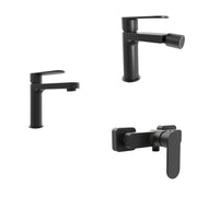 Set miscelatori lavabo 16cm bidet miscelatore esterno doccia nero opaco | Margot