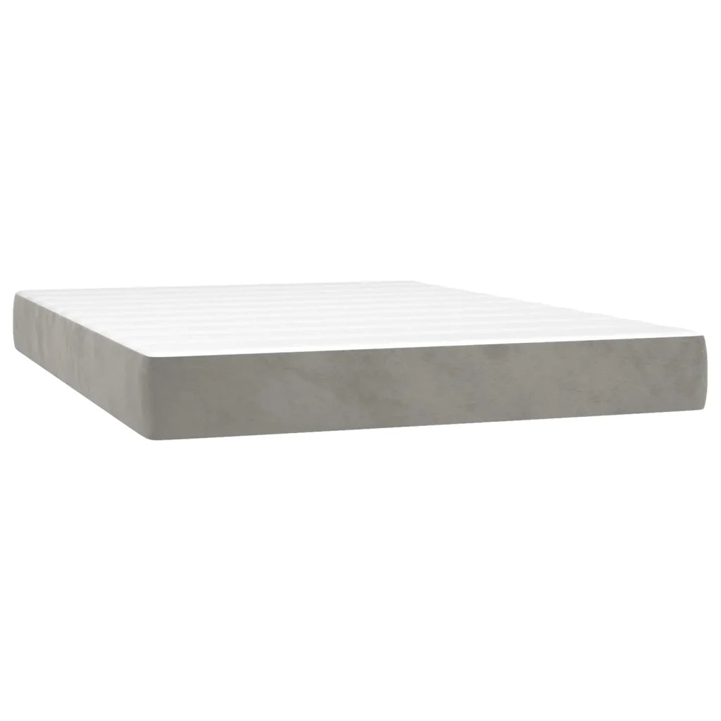 Letto a Molle Materasso e LED Grigio Chiaro 140x190 cm Velluto 3139559