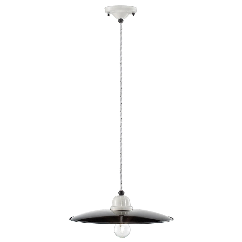 Lampadario Vintage B&W Metallo Smaltato Nero E Bianco 1 Luce E27 35Cm