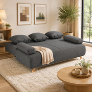 Divano letto 3 posti con contenitore in legno grigio