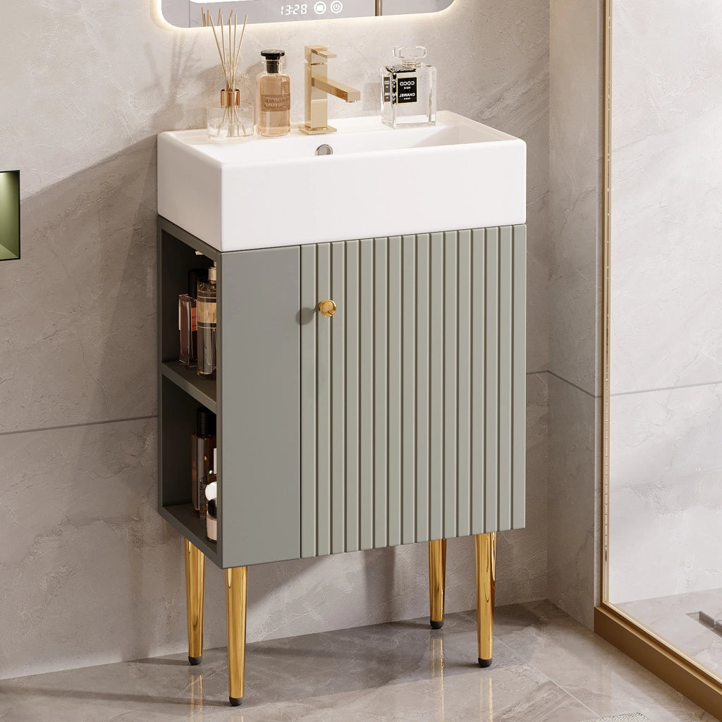 Mobile bagno con lavabo e sottolavabo 55 cm, grigio chiaro