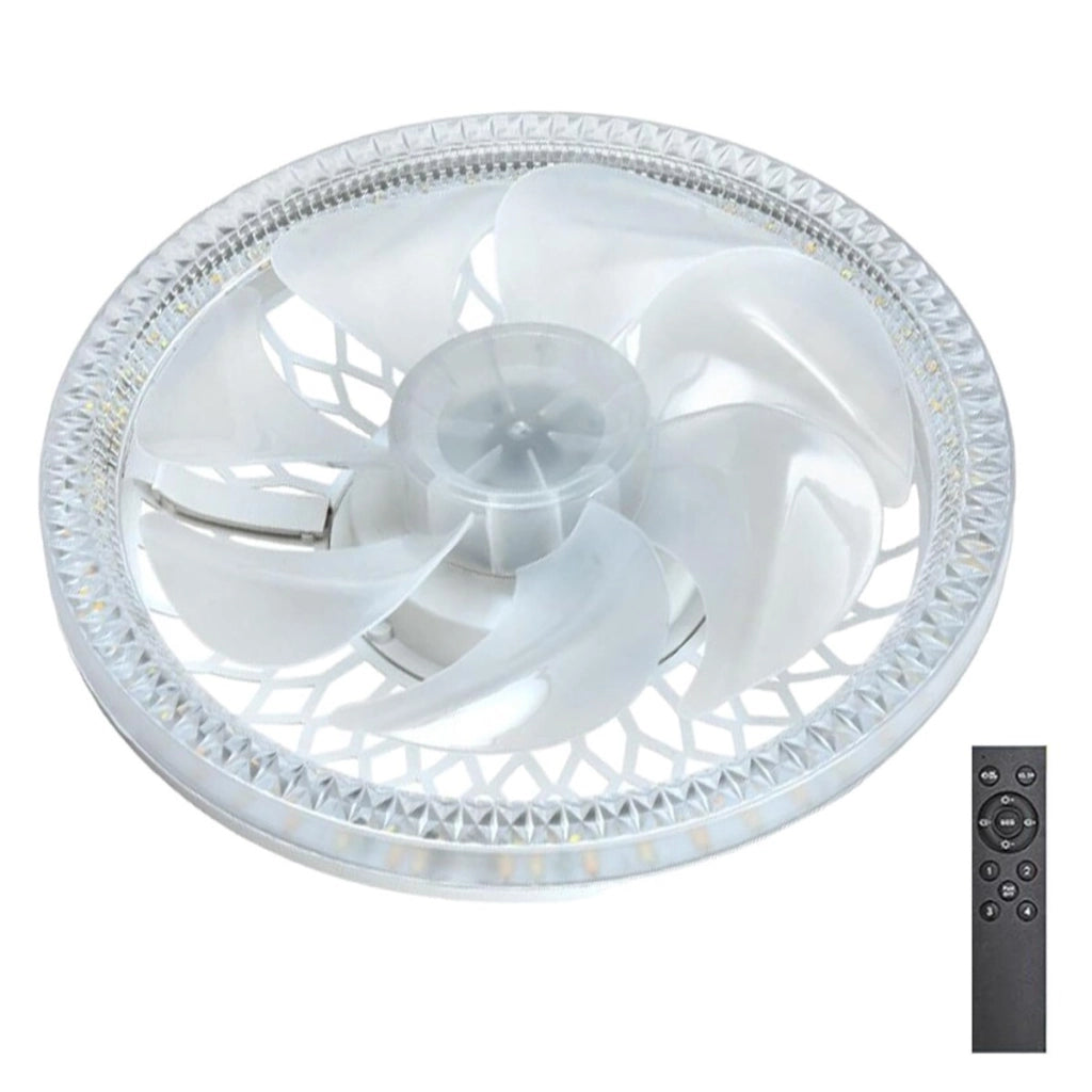 LAMPADA VENTILATORE PLAFONIERA LED SOFFITTO E27 DIMMERABILE CON TELECOMANDO 48W