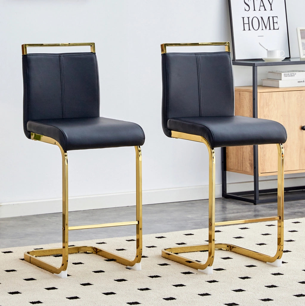 SGABELLI BAR Set da 2 pezzi 96,5 cm Nero/Oro in PU e metallo