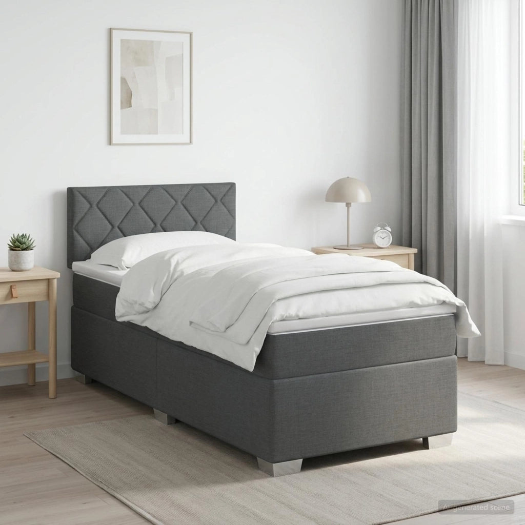 Letto box spring con materasso Grigio Scuro 100 x 200 cm 3450419