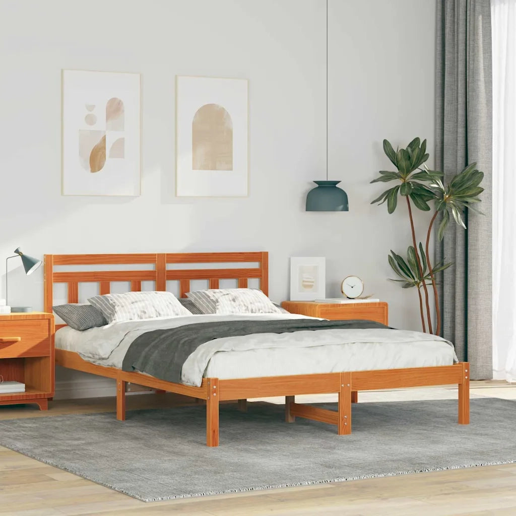 Letto matrimoniale | Letto per adulti | Struttura del letto Marrone 120 x 190 cm Pino massello
