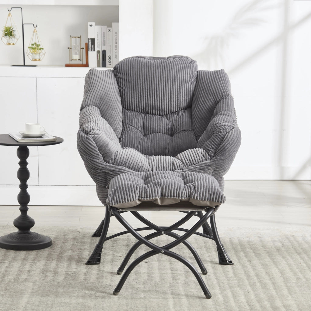 POLTRONA Relax con poggiapiedi e tasca laterale 69,9x64x95 cm Grigia