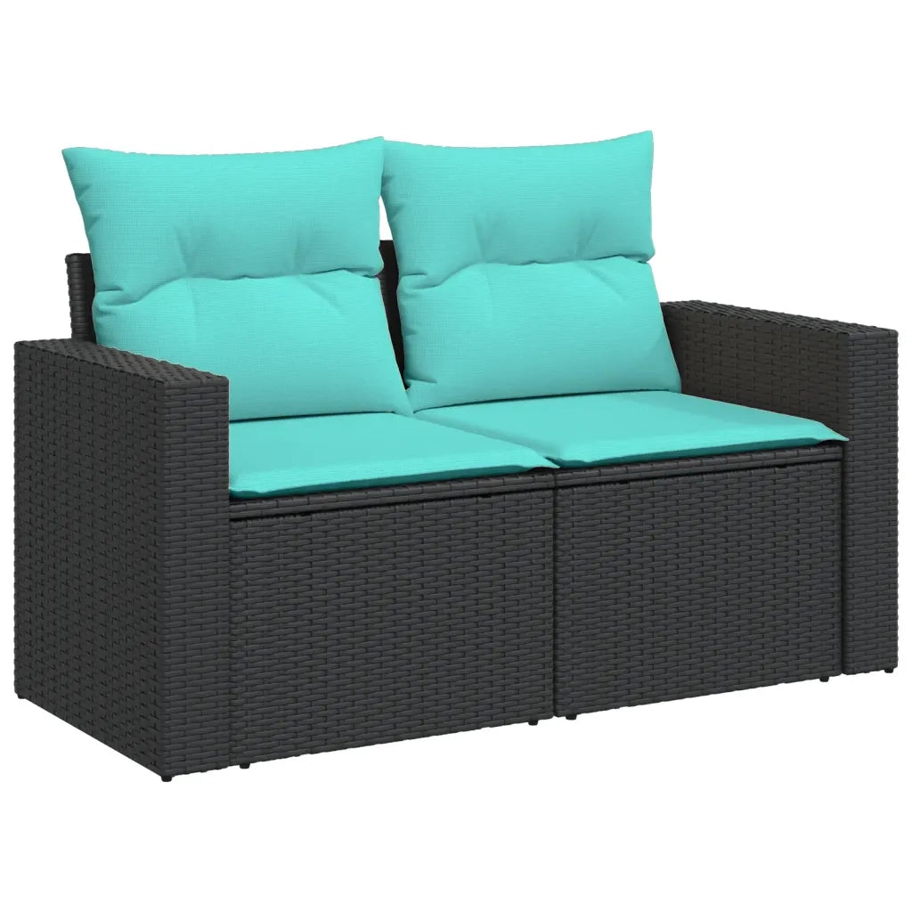 Set Divani da Giardino 10 pz con Cuscini Nero in Polyrattan 3219477