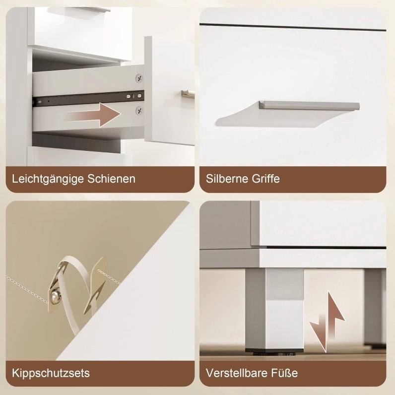 Mobile bagno stretto con 5 cassetti; bianco