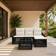 Set Divano da Giardino 5 pz Nero polyrattan 3435988