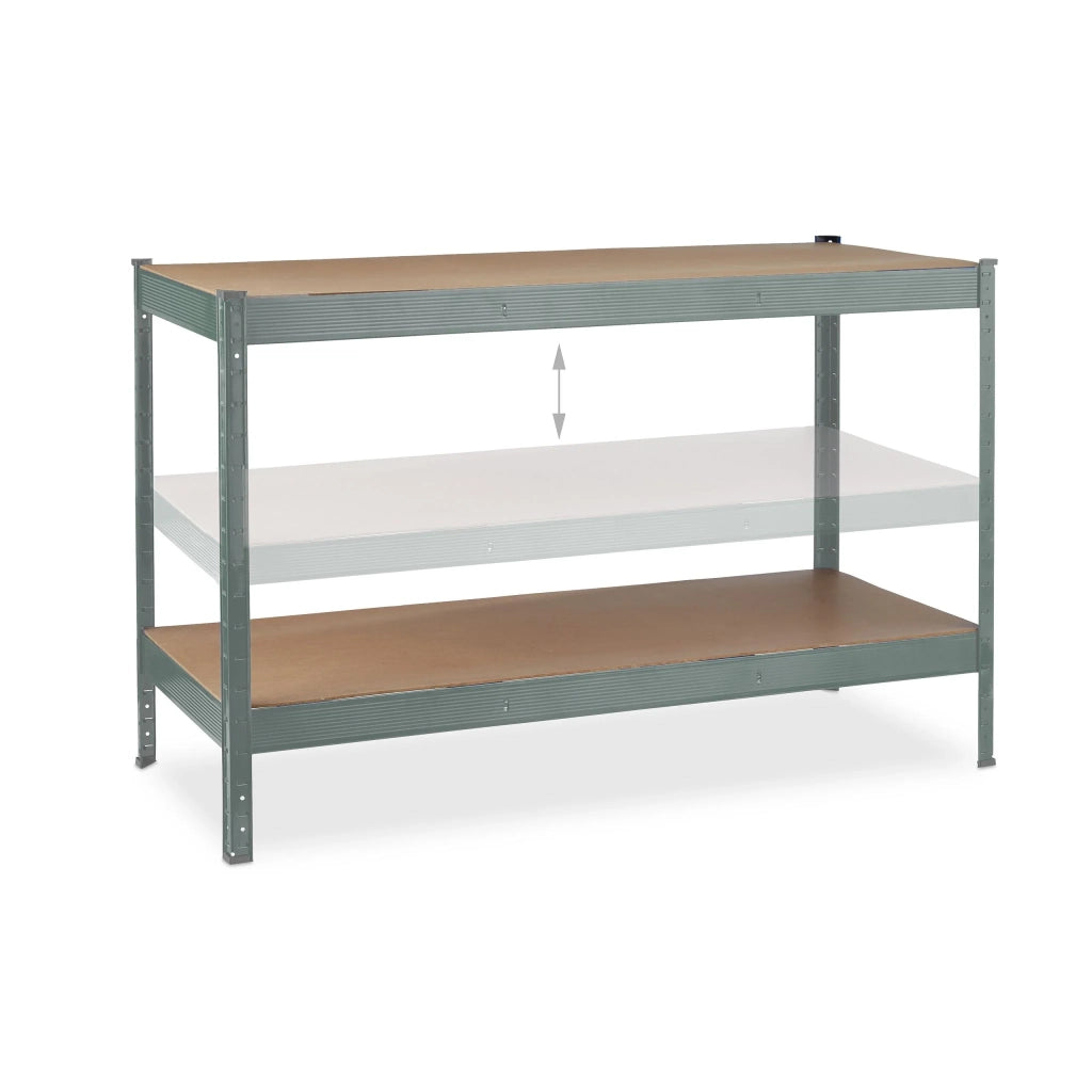 Banco da lavoro officina garage 120 x 60 x 90 cm regolabile 2 livelli comodo stoccaggio in acciaio grigio 13_0013459