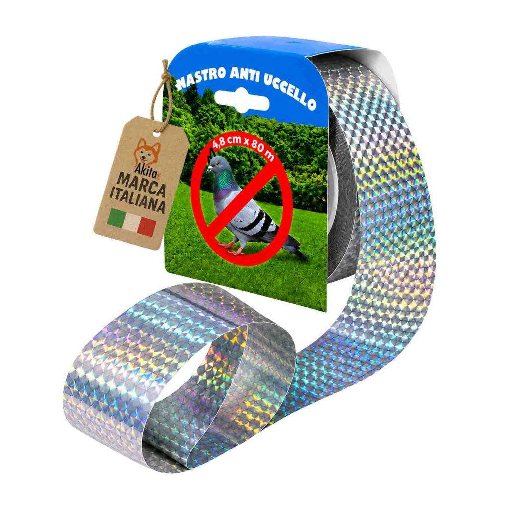 Akitaink Nastro Antiuccelli Riflettente 4,8 cm x 80 m
