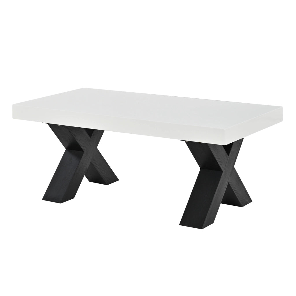 TAVOLINO DA CAFFÈ Rettangolare 100x50x40 cm Bianco/Nero in MDF