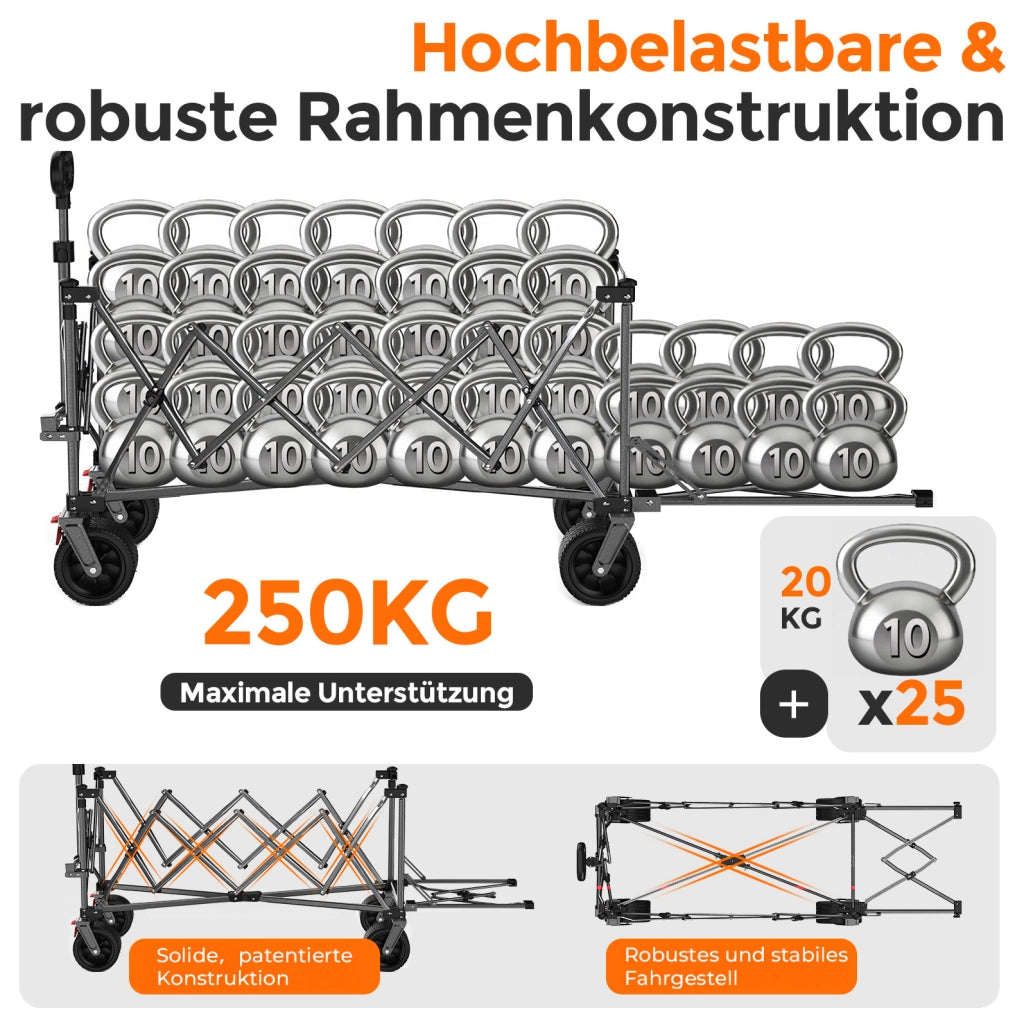 Carrello pieghevole con sponda estensibile, nero/grigio