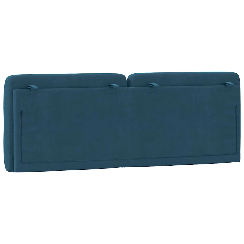 Coussin de tête de lit bleu 120 cm velours