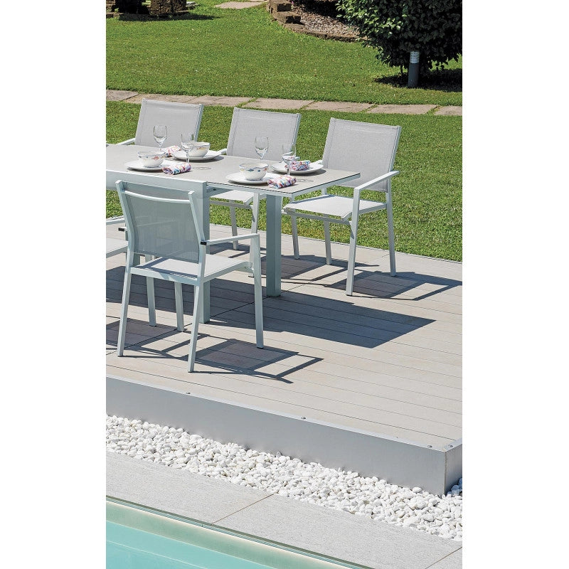 Sedia Zara Alluminio Bianco Text Grigio Chiaro Moia