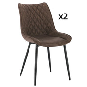 Sedie da sala da pranzo 2 pezzi con schienale ergonomico imbottito e gambe in metallo, similpelle marrone