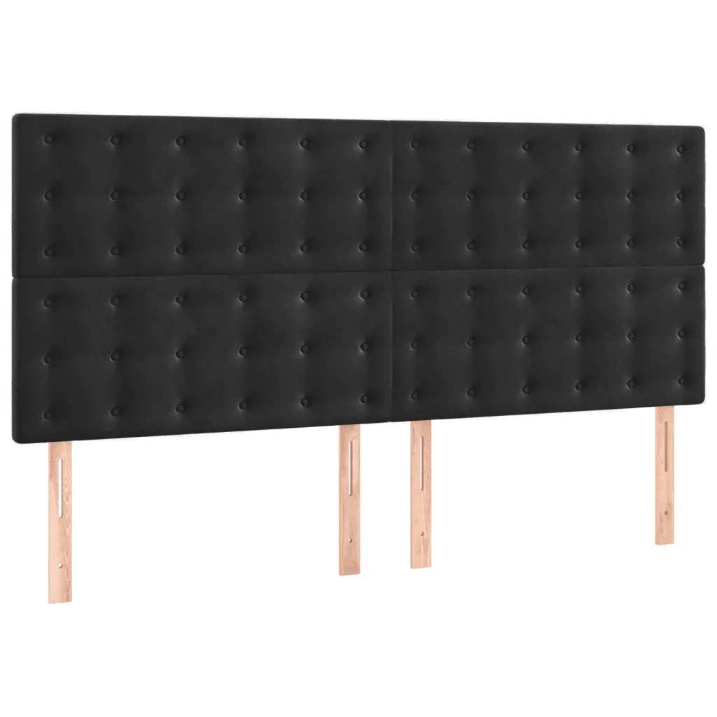 Testiera | Testata Nera 180x5x118/128 cm Velluto