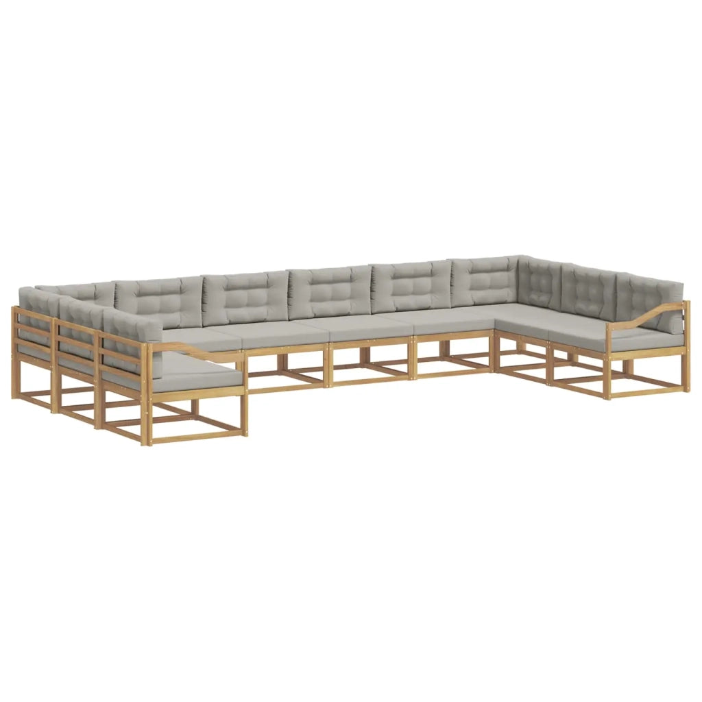 Set di divani da esterno 10 pz Bianco e Grigio Chiaro 3387120