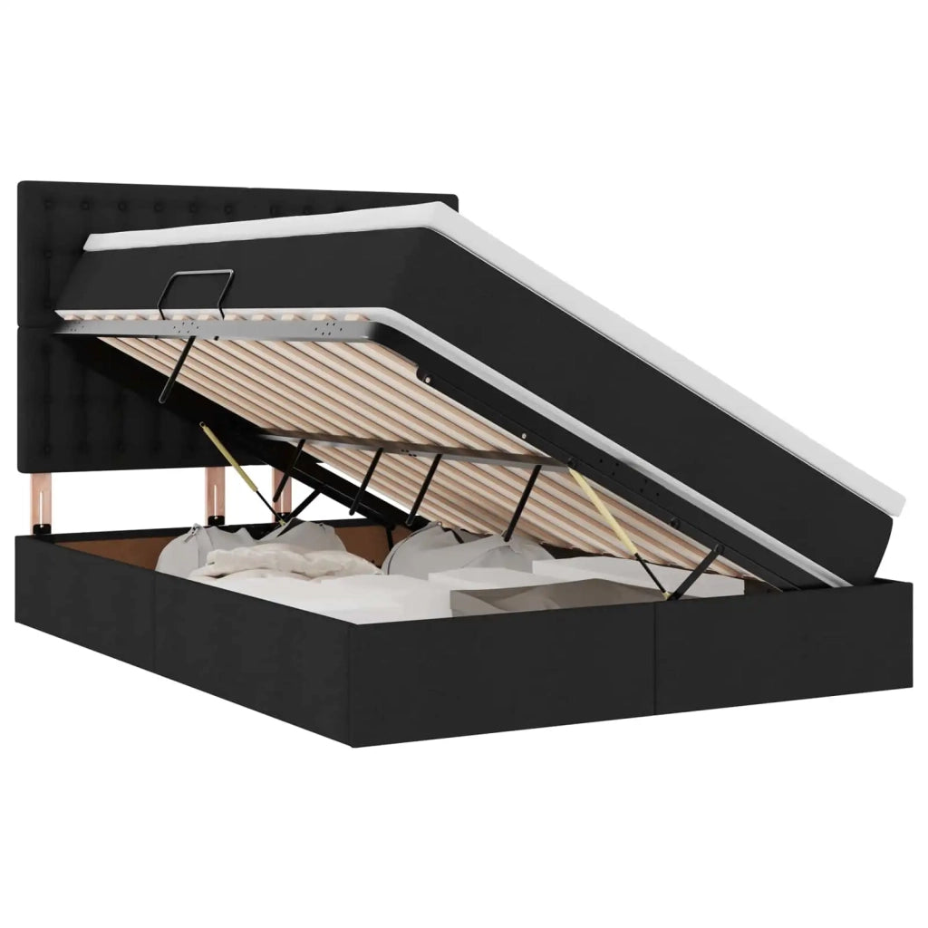 Letto con contenitore e LED Nero 140 x 200 cm Poliestere