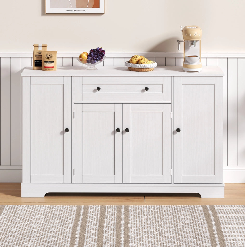 Credenza da cucina bianca in MDF con cassetto e ripiani