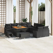Set Divano da Giardino con cuscino 13 pcs Nero Poly Rattan