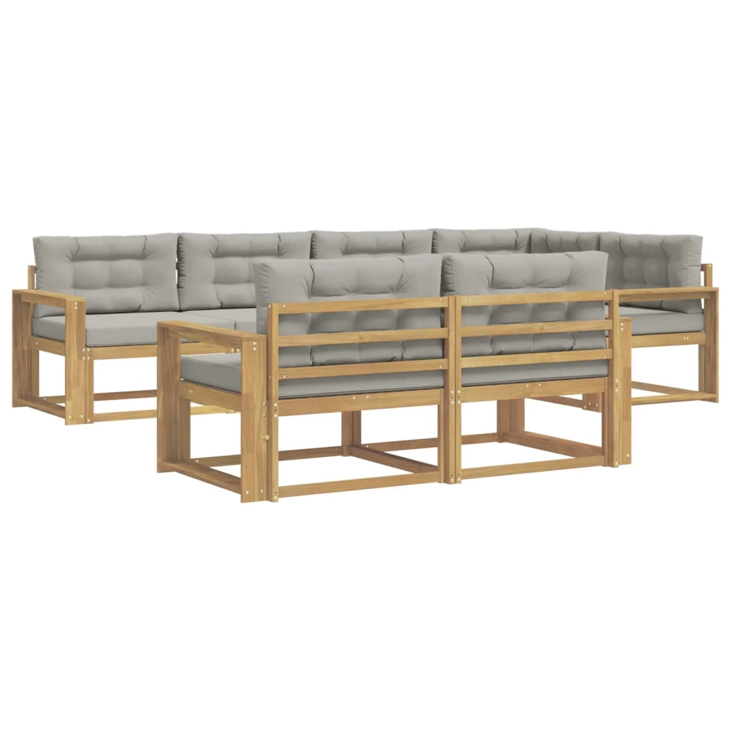 Set di divani da esterno 6 pz Bianco e Grigio Chiaro Poliestere 3386590