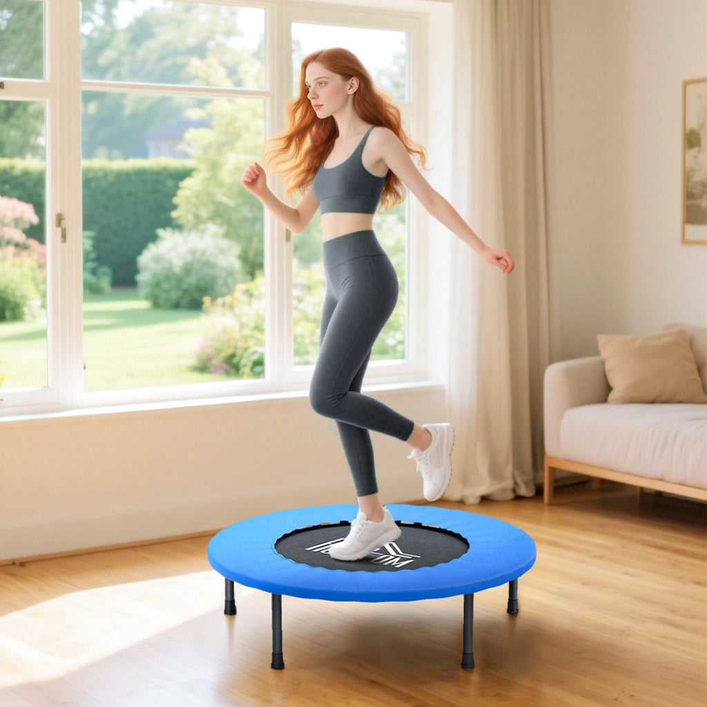 Trampolino Fitness Elastico 81 cm ¨C Zephmum ¨C Acciaio 28 Molle Nero Blu 81x81x22,5 cm