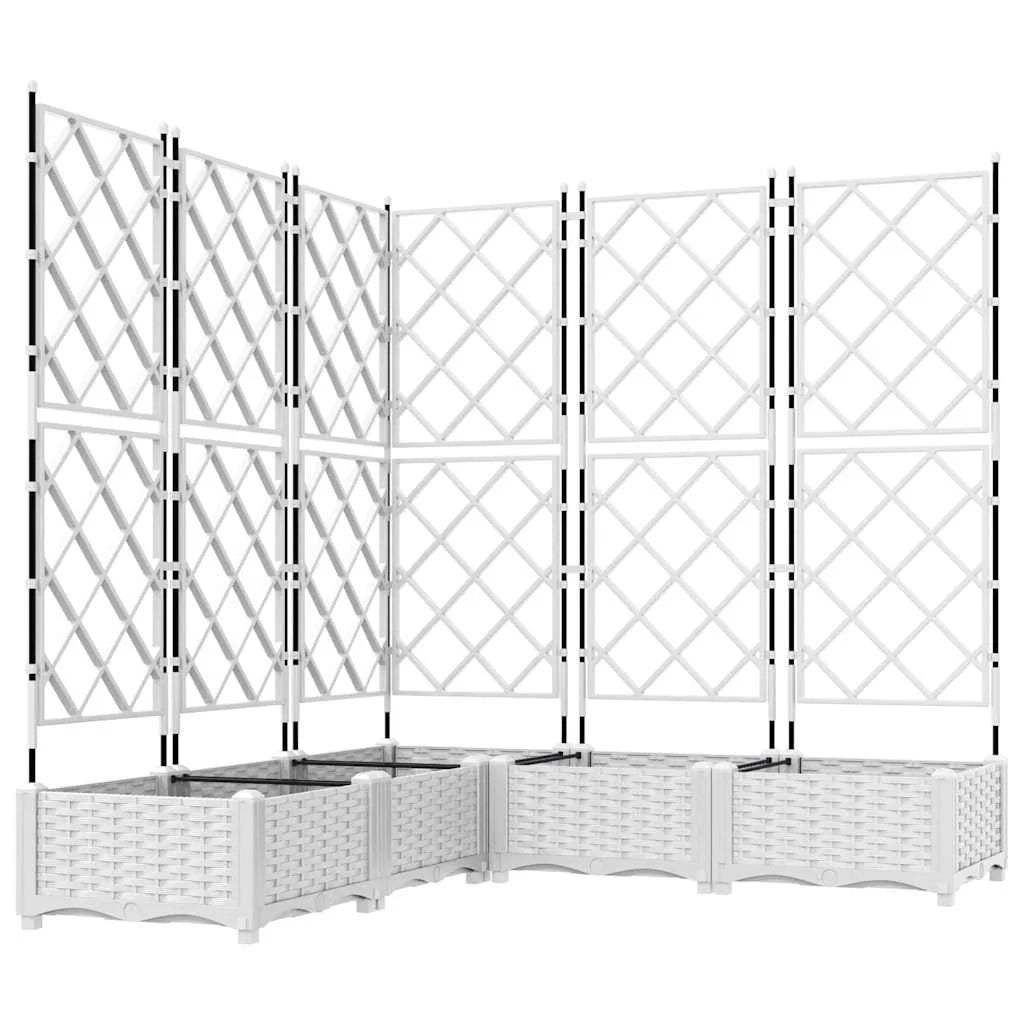 Set di 5 fioriere da giardino moderne da esterno 120 x 120 x 125,5 cm in acciaio bianco 02_0058605
